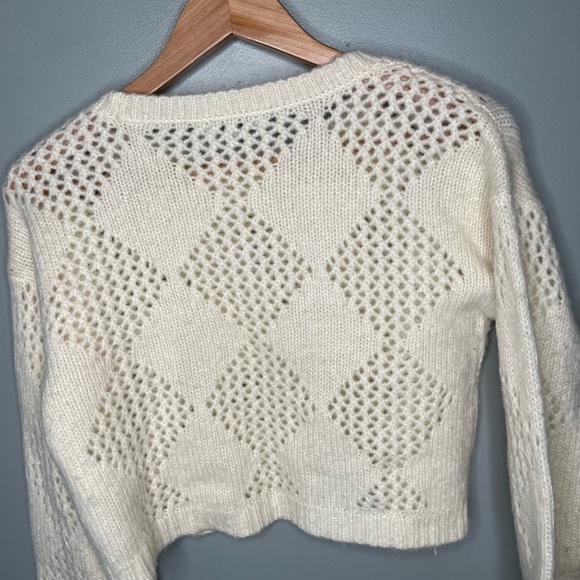 Madewell Diamond-Stitch Crewneck Crop Sweater - Cream - Picture 8 of 10